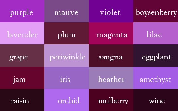 purple color names