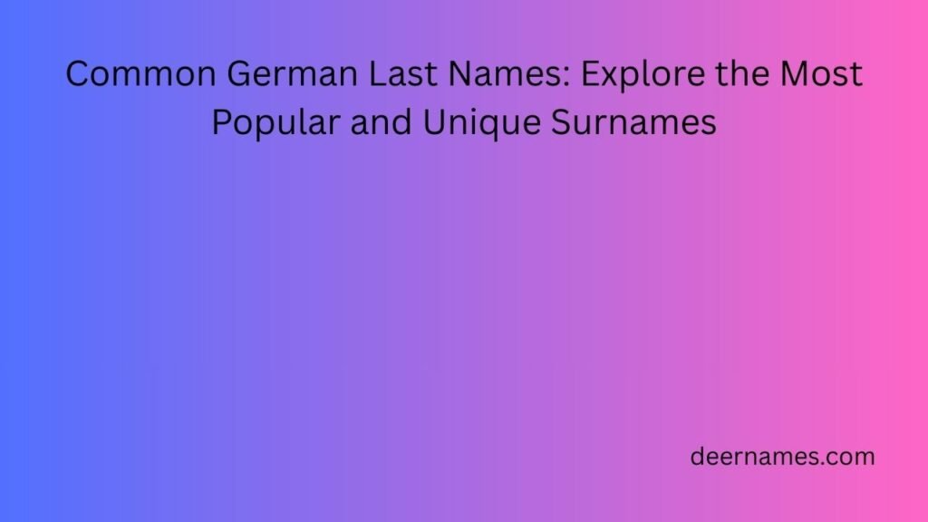 common german last names